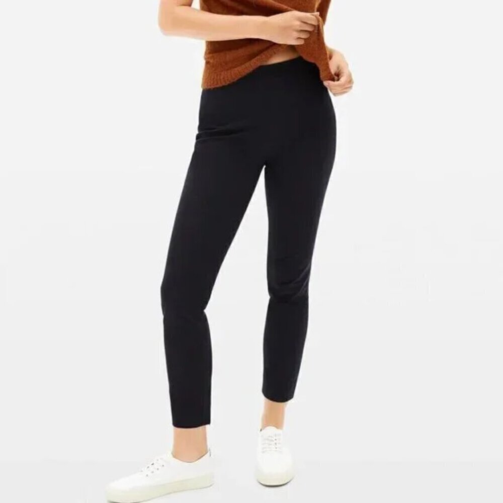 Everlane The Side-Zip Stretch Cotton Pant in Black, Size 6